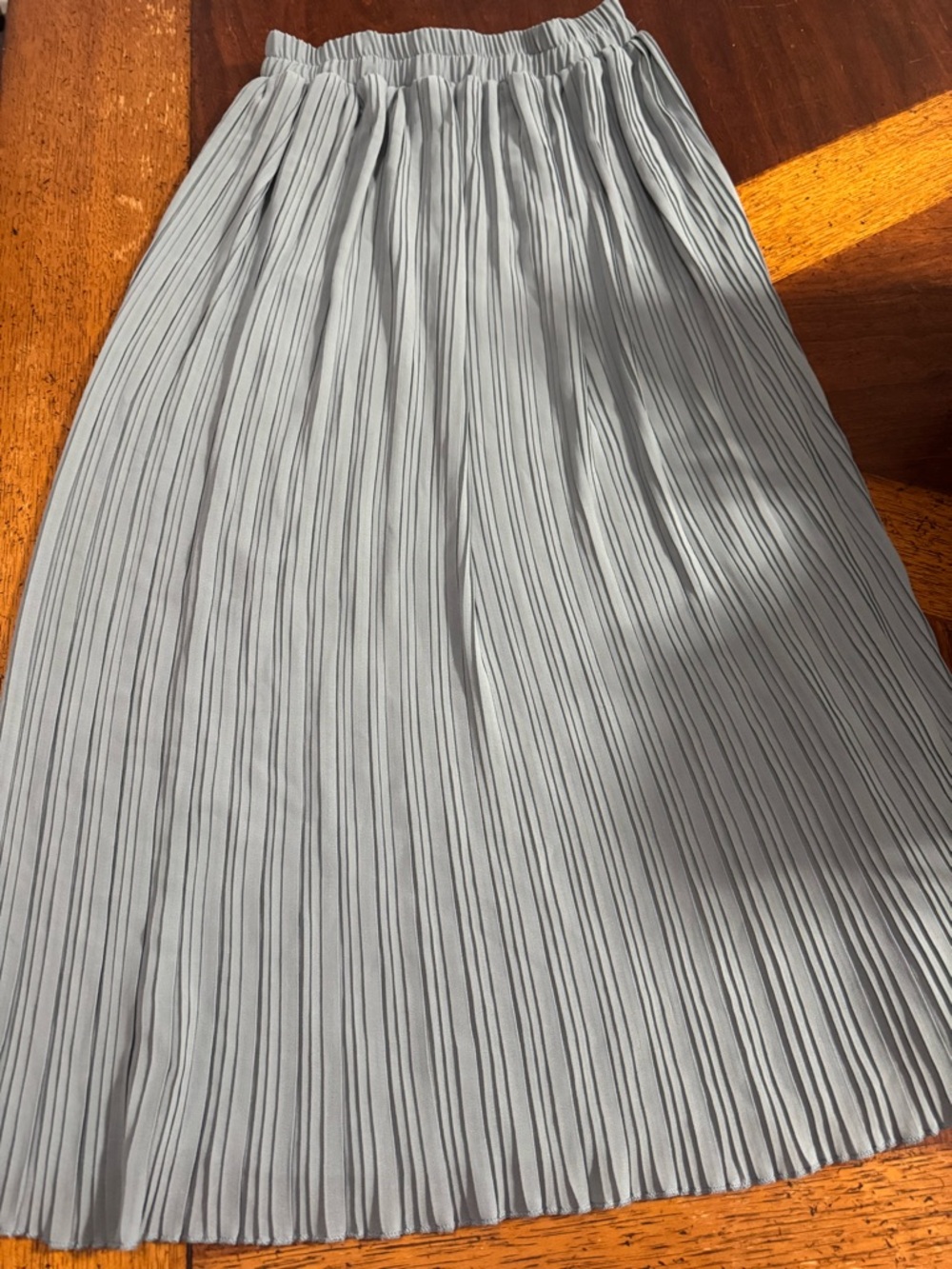 Light Blue Pleated Midi Skirt